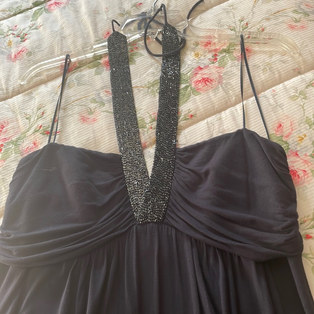Navy cute dress V-neck beaded.  casual/dressed up. Very comfortable super cute